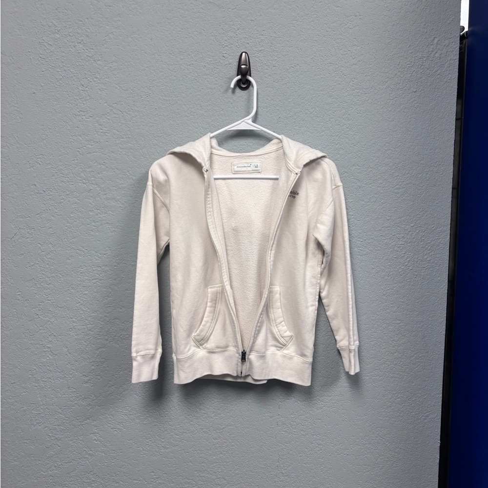 Abercrombie Kids 9-10yo Soft White/Cream Full Zip Hoodie, EUC - Picture 7 of 13